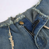 Julia Fox Low Rise Jeans Fashion Irregular Raw Hem Stitching Low Waist distress Embroidered Straight Jeans Casual Trousers