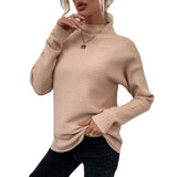 Women Pullover Knit Sweater Autumn and Winter Solid Color Turtleneck Sweater Women's Top