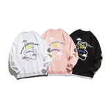 Crew Neck Sweatshirts for Men Men's Retro Cartoon round Neck Sweater Men's Loose Casual