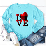 Valentine's Day T Shirt Women's Solid Color Long Sleeve Love Printed Casual Style Top