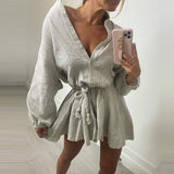 MIDI Mauve Cocktail Dress Women's Autumn Floral Print Half Sleeve V-neck Flounce Large Swing Dress