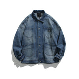 Men Denim Jackets Workwear Denim Jacket Japanese-Style Retro Loose Cardigan