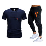 Vlone T Shirts & Pants 2 Piece Set T-Shirt Men'S Suit Printed Sports
