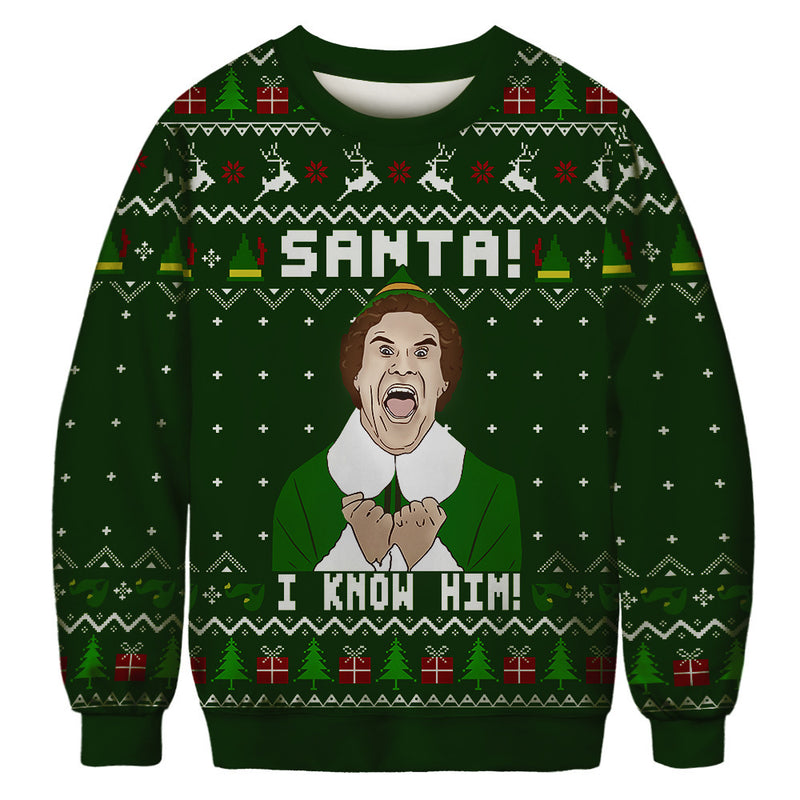 Men and Women Grinch Sweater Christmas Printed Crew Neck Sweatshirt Loose Couple