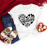 Valentine's Day T Shirts Couples Love Heart Printing Loose Pullover Short Sleeve T-shirt