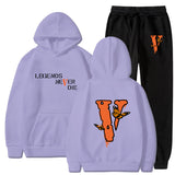 Vlone Hoodie & Pants 2 Piece Set Men'S Printed Hoodie Autumn Winter Sweater