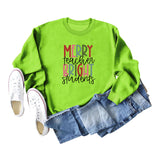 Merry and Bright Sweatshirts Merry Teacher Bright Casual round Neck Sweater