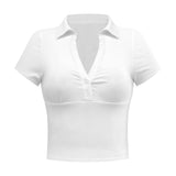 Coachella Music Festival Outfits Solid Color Summer Women's Retro Short Sleeve T-shirt