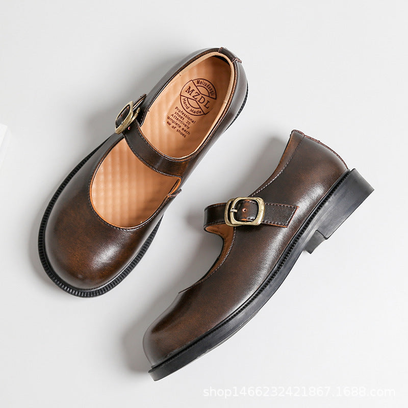 Mary Jane Shoes Spring Leather Shoes Flat Women'S Shoes