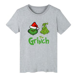 Men and Women Grinch Shirt Christmas Grinch Printed Loose Short Sleeve T-shirt