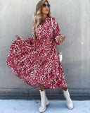 Nine Britton Dress Fashion Printing Asymmetric V-neck Shirt Lace-up