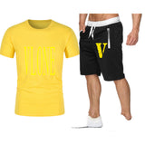 Vlone T Shirts & Shorts 2 Piece Set Men'S Printed Casual Short-Sleeved T-Shirt