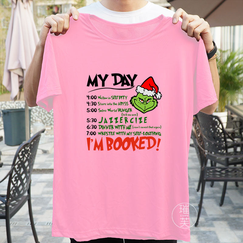 Men and Women Grinch Shirt Christmas Cute Grinch Crew Neck T-shirt