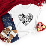 Valentine's Day T Shirts Couples Love Heart Printing Loose Pullover Short Sleeve T-shirt