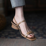 Nude Low Block Heel Strap Sandals