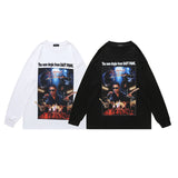 Man Fall Outfits Autumn and Winter Leisure Men's Vintage Poster Printed Long Sleeve T-shirt