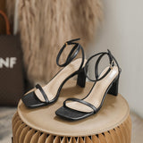 Nude Block Heels Sandals Women's Summer Chunky Heel Roman Shoes High Heels