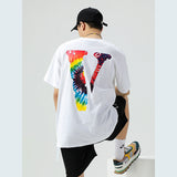 Vlone T Shirt Large V Printed Short Sleeve Loose Couple Men'S And Women'S T-Shirt
