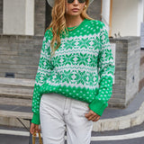 Women Pullover Knit Sweater Christmas Sweater Women's Autumn and Winter Snowflake Sweater Holiday Coat