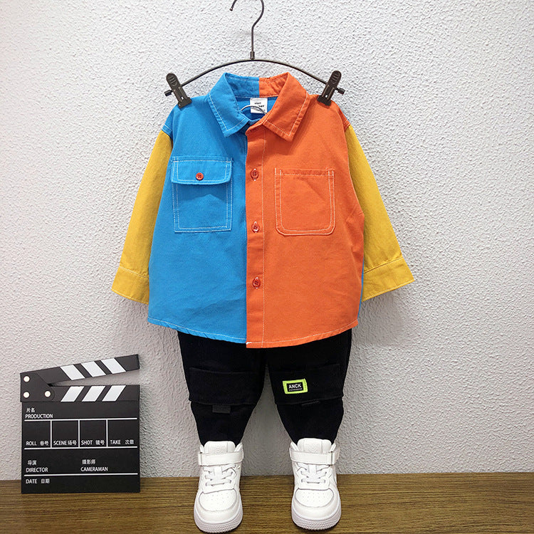 Toddler Boys Sweater Boys' Shirt Children's Long-Sleeved Spring and Autumn Shirt