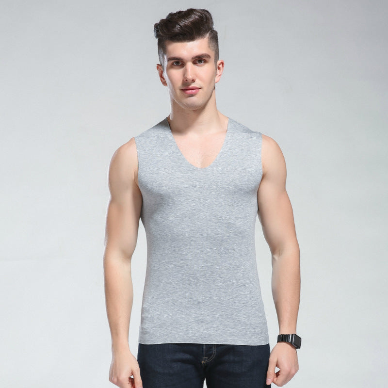Wifebeater Shirt Seamless round Neck Solid Color Sports Vest