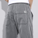 Cuffed Cargo Pants Tencel Cropped Jeans Summer Loose Tappered Breathable Thin Casual Ice Silk Workwear Pants Men