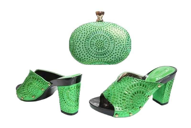 Hot Pink Heels Thick Heel Pointed Purple Fish Mouth Rubber Summer Sandals