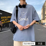 Men T-Shirts All-Match Loose Half Sleeve Print