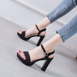 Platform Heels for Women Black Strip Summer Shoes Sexy
