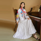 Coachella Music Festival Outfits Autumn Chinese Style Embroidered V-neck Dress Embroidered Shirt