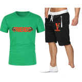 Vlone T Shirts & Shorts 2 Piece Set Large V Printed Short Sleeve Loose Short Sleeve T-Shirt Shorts