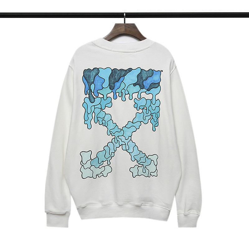 Off White Sweatshirts Autumn And Winter Arrow Print Crew Neck Pullover Sweatshirt Baggy Coat