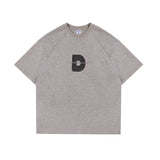 Men T Shitrs Large Letter Printed Round Neck