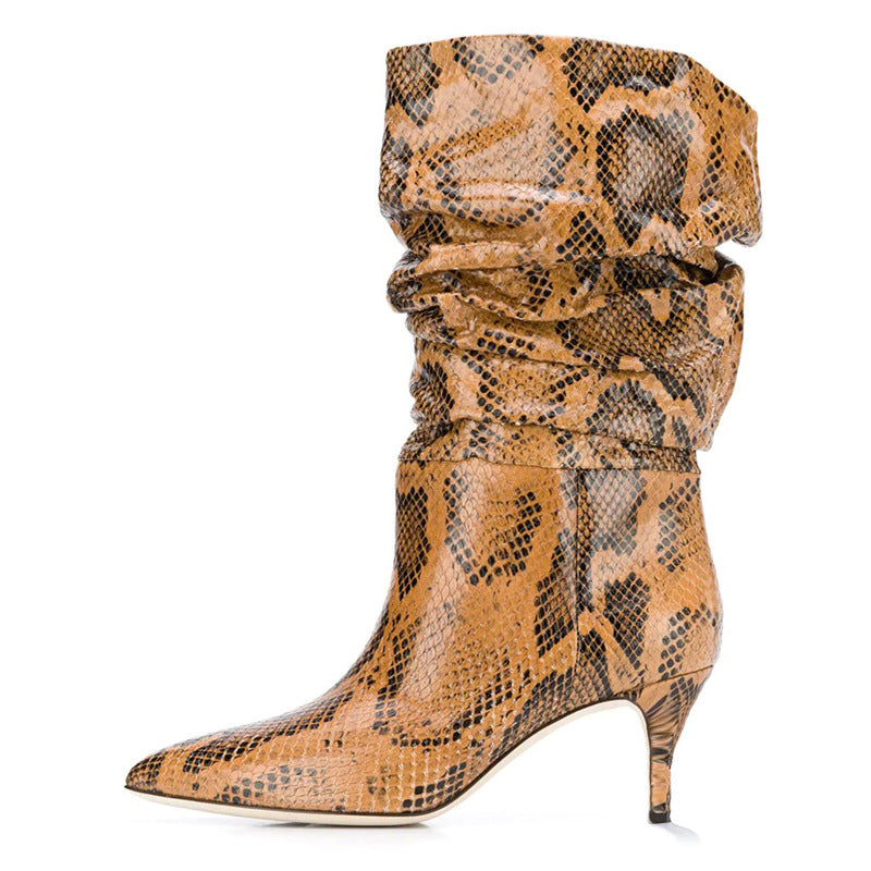 Python Boots Autumn and Winter Snake Pattern Knee High Snow Boots