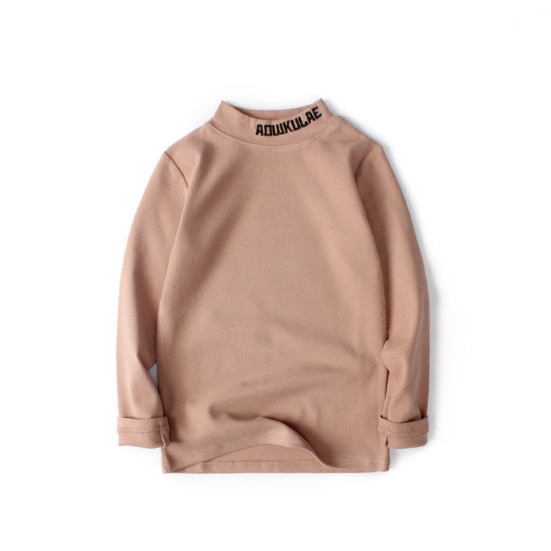Children Long Sleeve Shirts Autumn and Winter Long Sleeve Pure Color Warm Keeping T-shirt