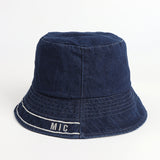 Denim Bucket Hat Fishing Cap Cotton Print Fisherman Hat Fashion Retro Alphabet Embroidery Sunhat