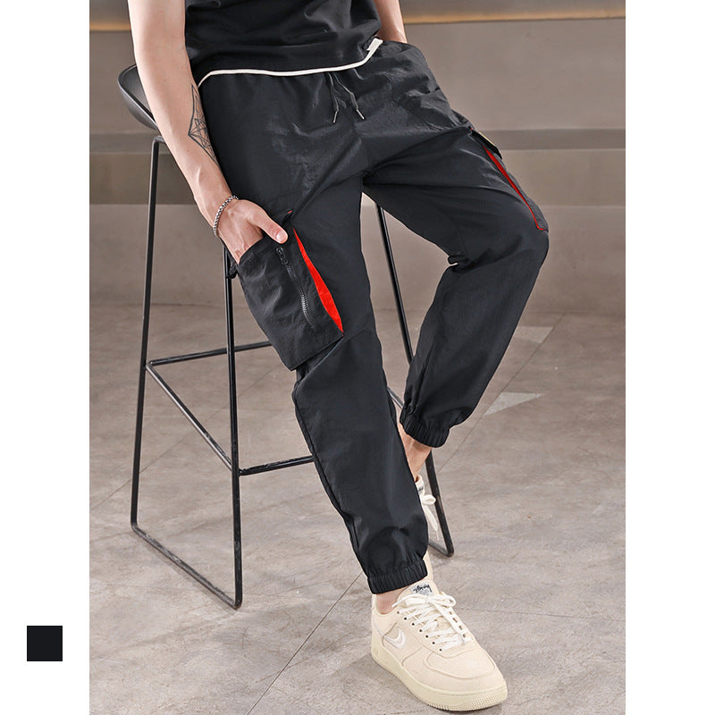 Sweat Wicking Pants Overalls Exercise Ankle-Tied Woven