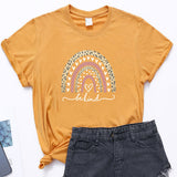 Valentine's Day T Shirt Women's Short-Sleeved T-shirt Heart Leopard Print Cotton