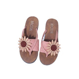 Women Open Toe Sandals Flats Summer Flower Flip Flops Casual Beach Slippers