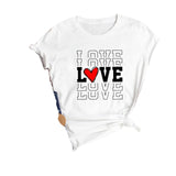Valentine's Day T Shirts Couples Love Heart Printing Loose Pullover Short Sleeve T-shirt