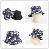 Bucket Hat Fishing Cap Cotton Print Fisherman Hat Men and Women Vintage Printing Bucket Hat Outdoor