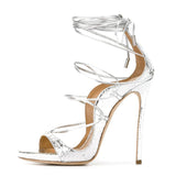 Nude Strappy Heels Summer Sandals Stiletto Heels
