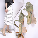 Women Open Toe Sandals Flats Summer Chunky Heel Open Toe Fashion Rivet Transparent Slippers