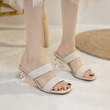 High Heels Slides Large Size Summer Fashion Woven High Heel Sandals