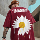 Men T-Shirts Loose Five-Point Short Sleeve Little Daisy