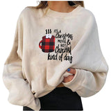Merry and Bright Sweatshirts Fleece-Lined Christmas Personality Printed Loose Sweatshirt plus Size Women