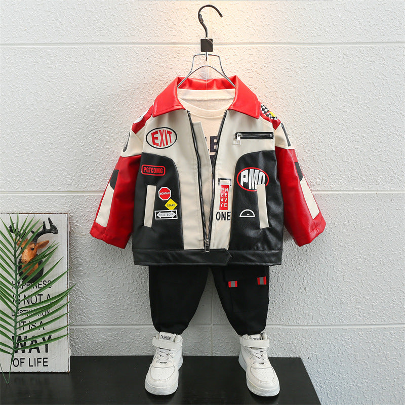 Toddler Boys Jackets Boy's Leather Jacket Coat Spring and Autumn Clothing