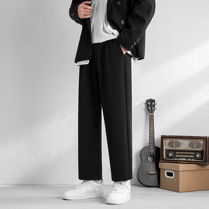 Men's Pants Autumn Pants Men's Loose Straight Trousers Solid Color Casual