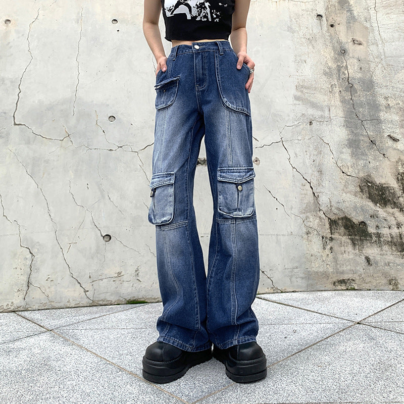 Julia Fox Low Rise Jeans Distressed Wide-Leg Pants Drape