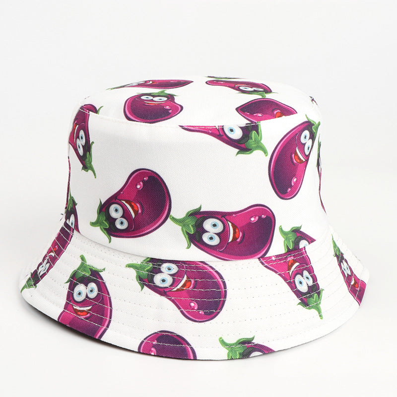 Bucket Hat Fishing Cap Cotton Print Fisherman Hat Printed Cartoon Fashion Men and Women Outdoor Sun Hat